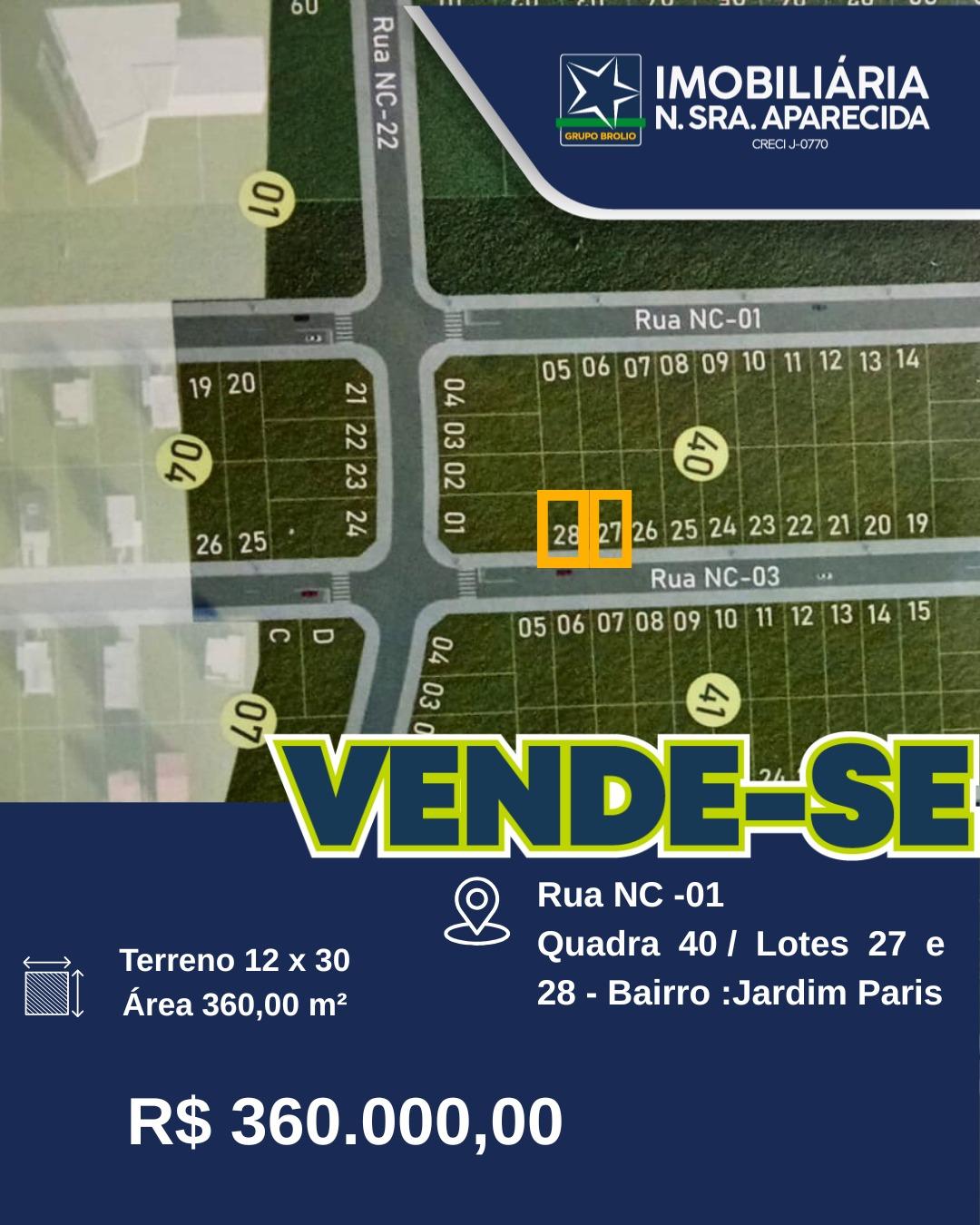 Terreno -A venda jardim Paris 