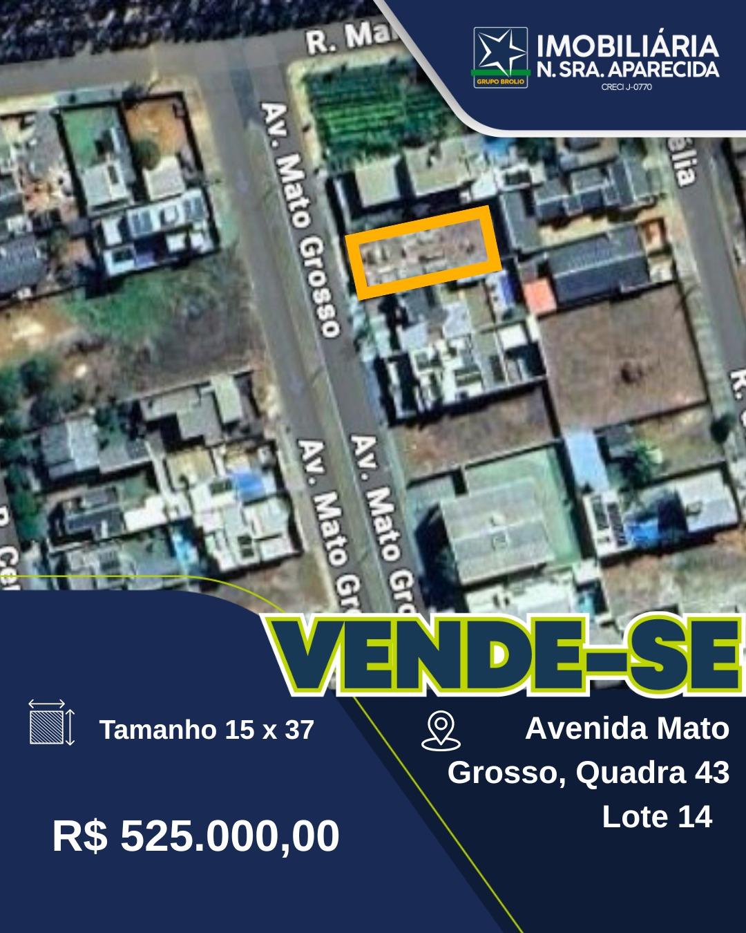 TERRENO A VENDA  Av. MATO -GROSSO -BAIRRO ALVORADA 