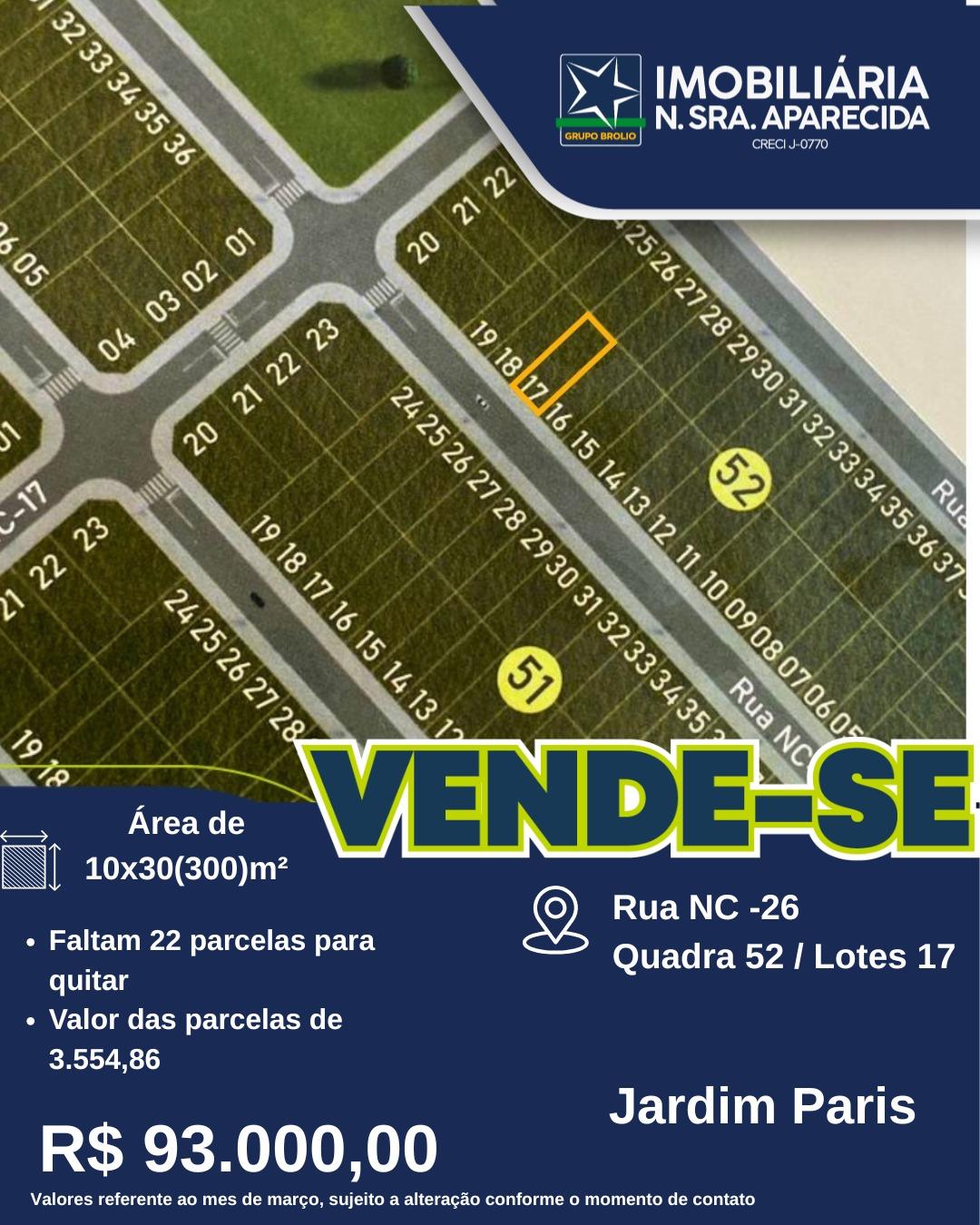 VENDE-SE AGIO -JARDIM -PARIS